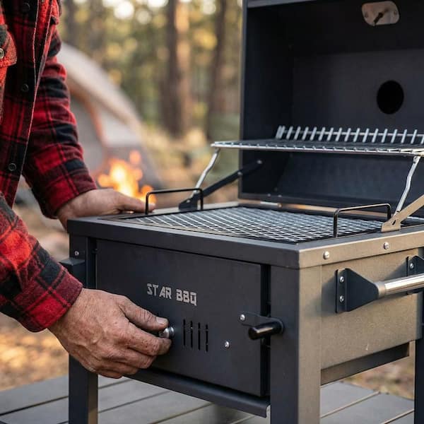Sunstone StarBBQ Portable 24 in. Charcoal Grill Base with Smoker