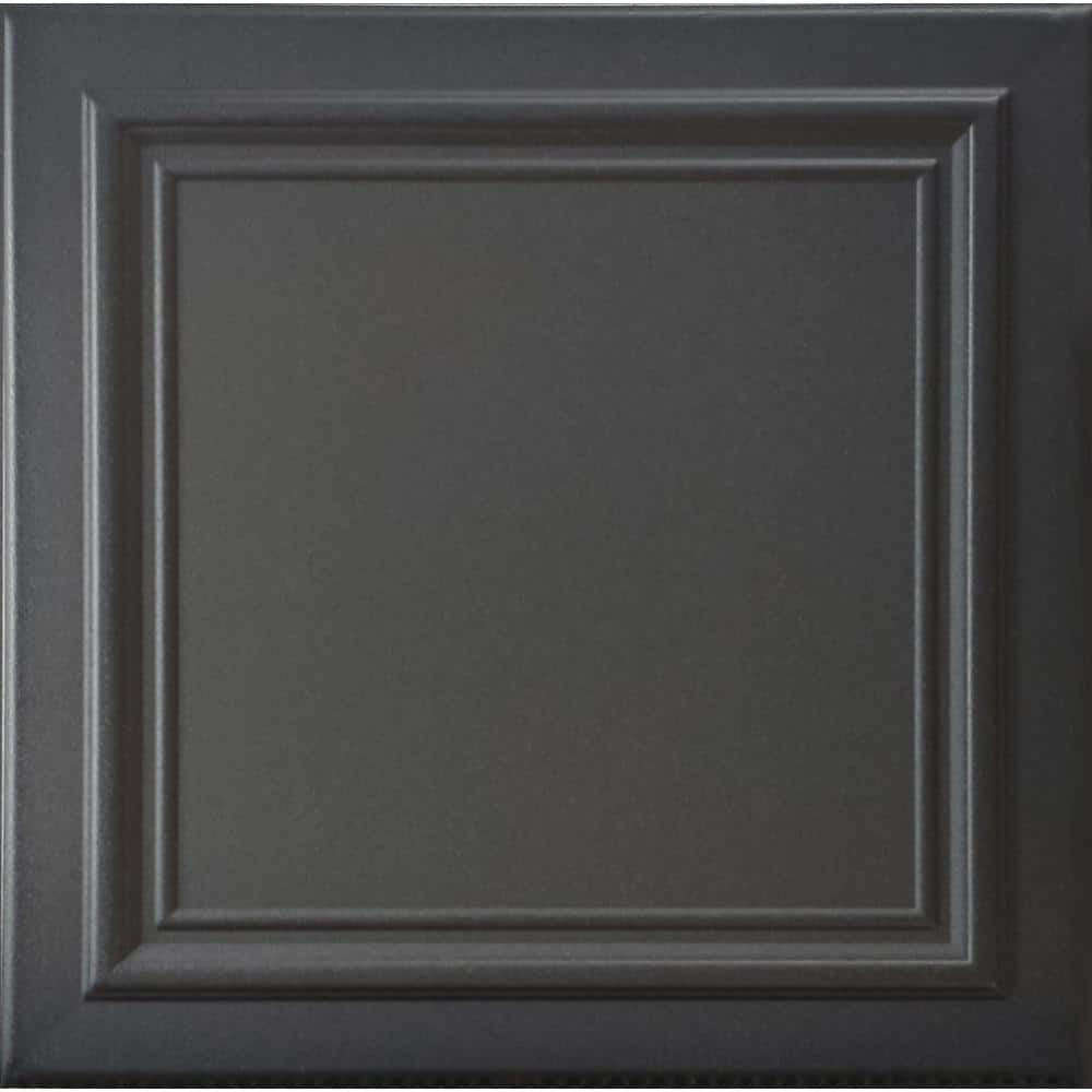 Line Art Black Matte 1.6 ft. x 1.6 ft. Decorative Foam Glue Up Ceiling Tile