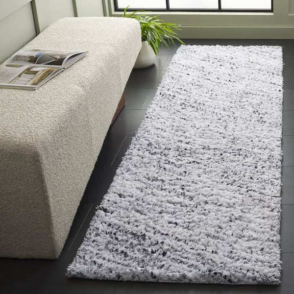 Glory Shag 2 ft. x 8 ft. Ivory/Gray Abstract Wavy Runner Rug