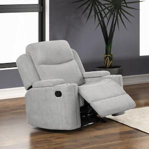 Acme Furniture Evander Light Gray Chenille Swivel Rocker Recliner