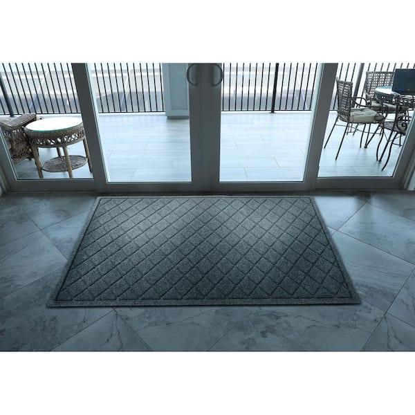 Waterhog Argyle 45 in. x 70 in. PET Polyester Indoor Outdoor Estate Mat Bluestone