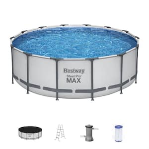 Steel Pro MAX 168 in. Round 48 in. D Above Ground Swimming Metal Frame Pool Set