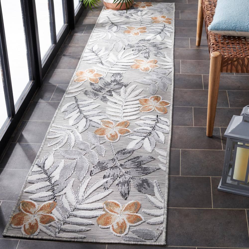 Cabana Ivory Floral Synthetic 2' x 9' Runner Rug