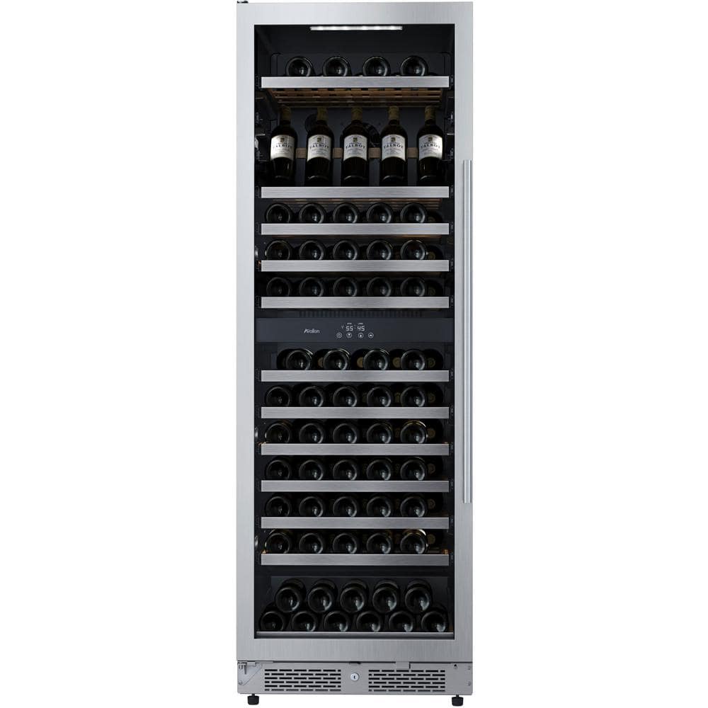 Avallon 24" Stainless Steel Dual Zone Wine Cooler with Wood Shelves