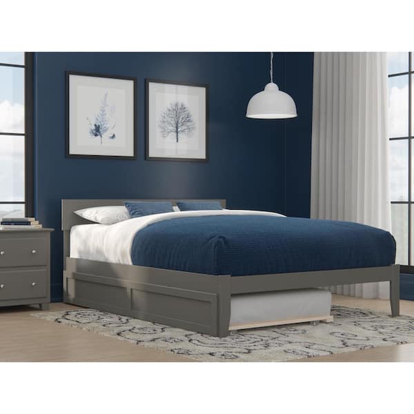 AFI Boston Grey Queen Platform Bed with Twin XL Trundle