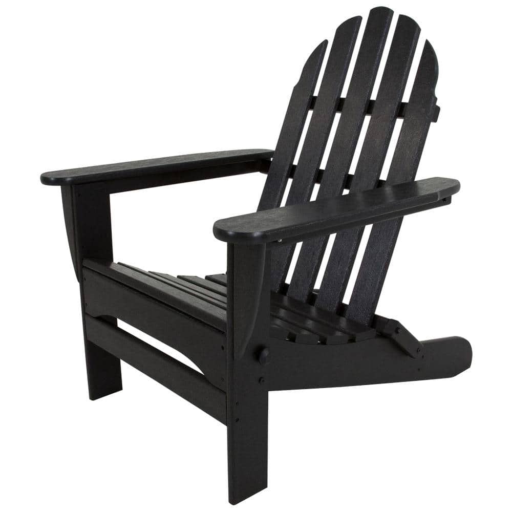 Polywood Classic Black Plastic Patio, Black Plastic Outdoor Adirondack Chairs