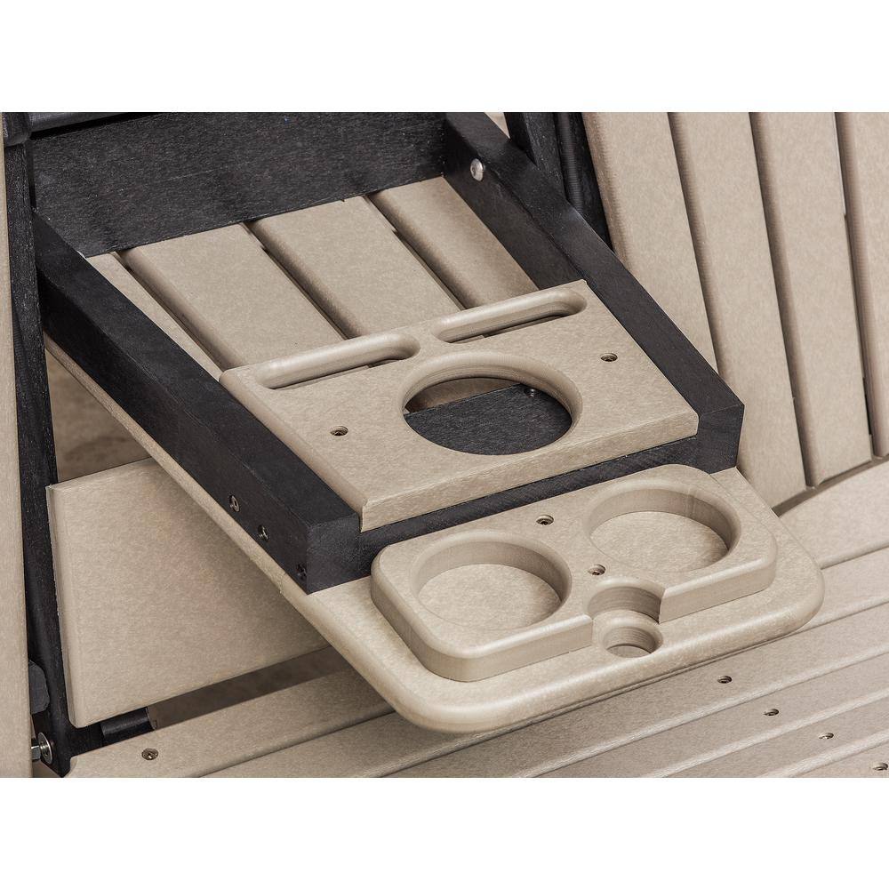 Weatherwood and Black Poly Resin Two Seat Glider with Drop Down Table