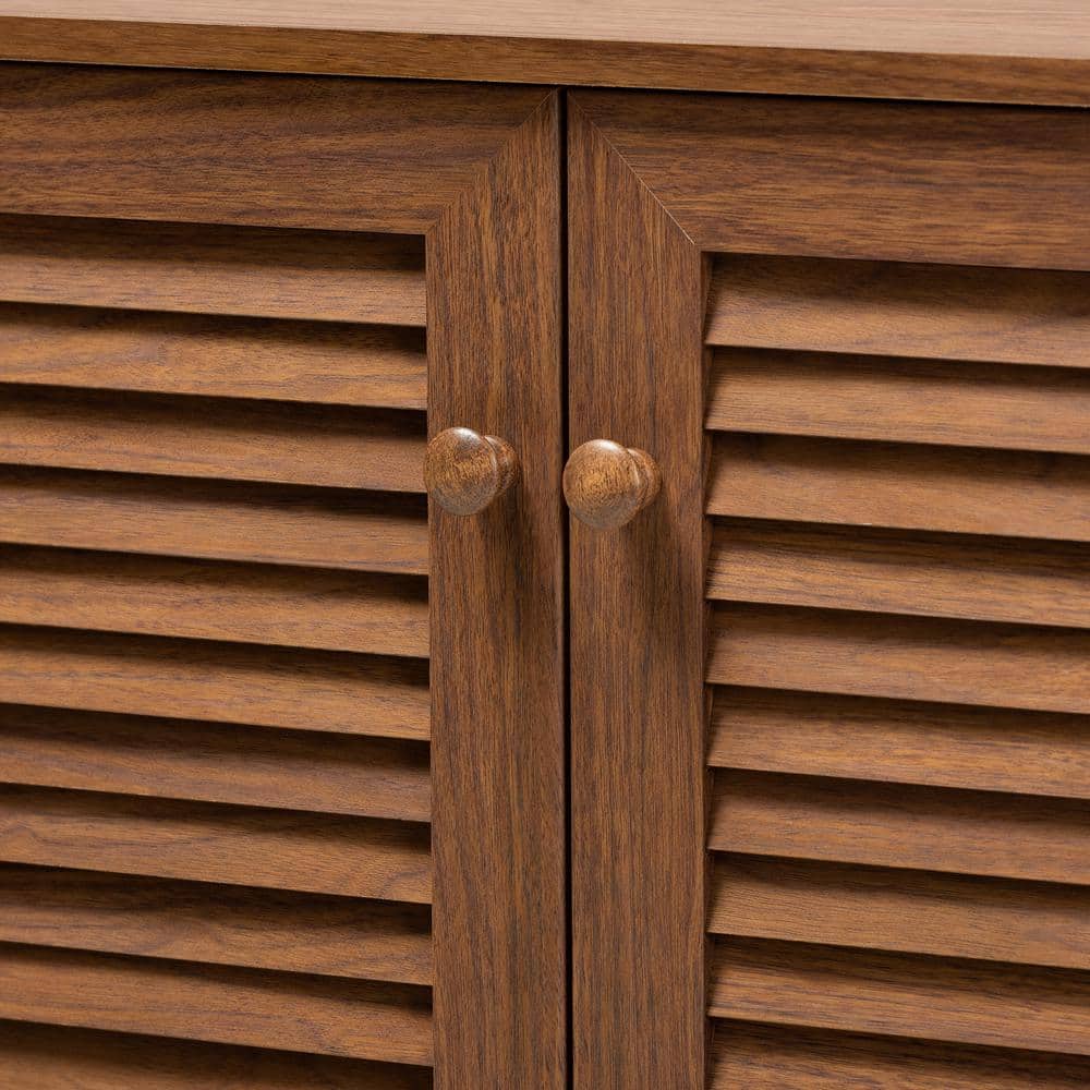 Walnut 3-Tier Dark Wood Shoe Storage Cabinet