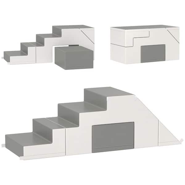 2-Piece Light Gray Foam Play Set for Crawling or Sliding