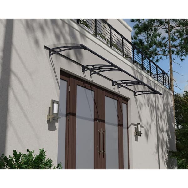 Aquila 3 ft. x 15 ft. Gray/Clear Door and Window Fixed Awning