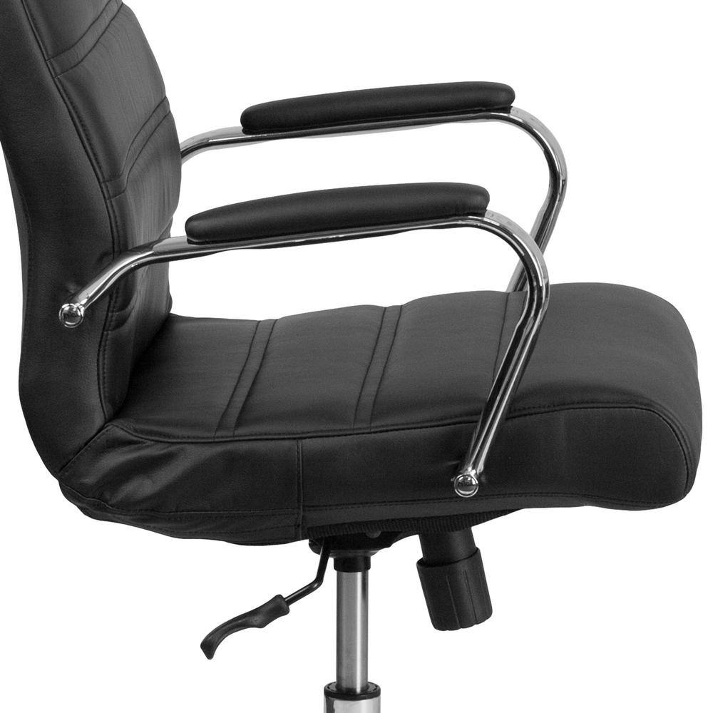 Elegant Black LeatherSoft High-Back Executive Swivel Chair with Metal Frame