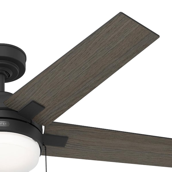 Hunter Bartlett 52 in. Indoor Matte Black Ceiling Fan with Light