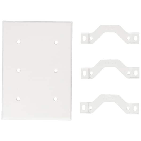 Leviton 3-Gang White Blank Plate Plastic Strap Mount Standard Wall Plate (1-Pack) 88035