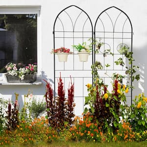 78.7 in. x 19.7 in. Metal Garden Trellis Rustproof Outdoor Flower Support for Climbing Plants, Black (4-Pack)