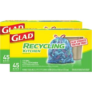 Glad Recycling Tall Drawstring Kitchen Blue Trash Bags - 13 Gallon - 45  Count (Pack of 4) (Packaging May Vary)