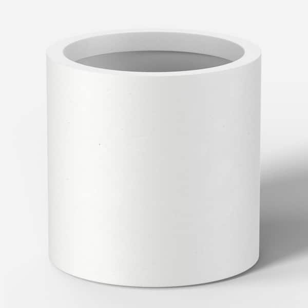 10 in. Small Crisp White(Enhanced Core) Concrete Round Planter / Pot with Drainage Holes