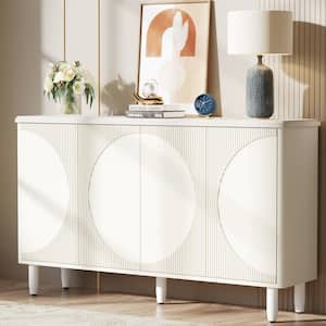 Ahlivia White Particle Board 59.4 in. Buffet Cabinet Sideboard with Shelf