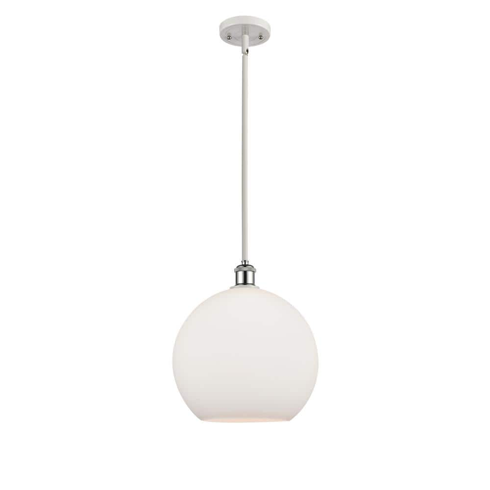 Athens 60-Watt 1 Light White and Polished Chrome Shaded Mini Pendant Light with Frosted glass Frosted Glass Shade -  Innovations, 516-1S-WPC-G121