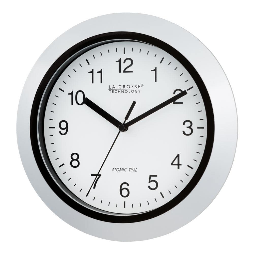 Silver 10'' Atomic Analog Wall Clock with Plastic Frame