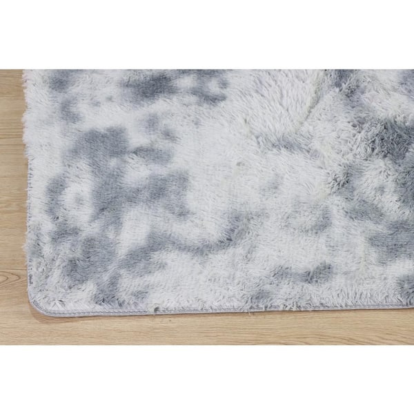 junovo Ultra Soft Contemporary Fluffy Thick Indoor Area Rug for Home Decor Living Room Bedroom Kitchen Dormitory,4' x 5.3' ,Grey