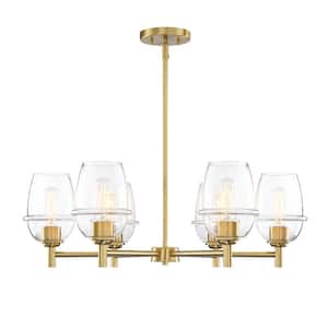 Summer Jazz 6-Light Brushed Gold Transitional Shaded Chandelier for Dining Rooms
