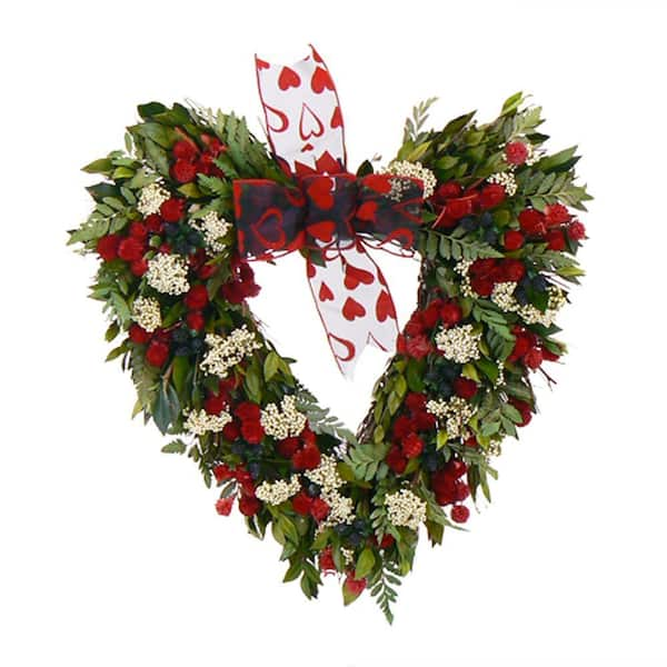 The Christmas Tree Company Berry Passion 17 in. Dried Floral Heart Wreath-DISCONTINUED