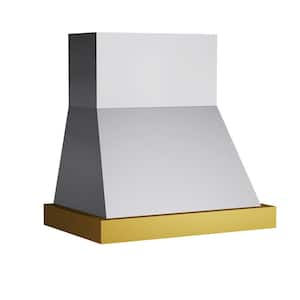 36 in. 600 CFM Wall Mounted Range Hood in Stainless Steel with Gold Accents