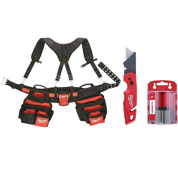 Milwaukee Contractors Work Belt with Rig with Flip Utility Knf with Strg with 50-Blades