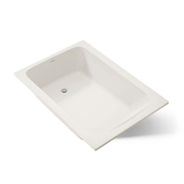 Avec 60 in. x 42 in. Rectangular Soaking Bathtub with Reversible Drain in Biscuit