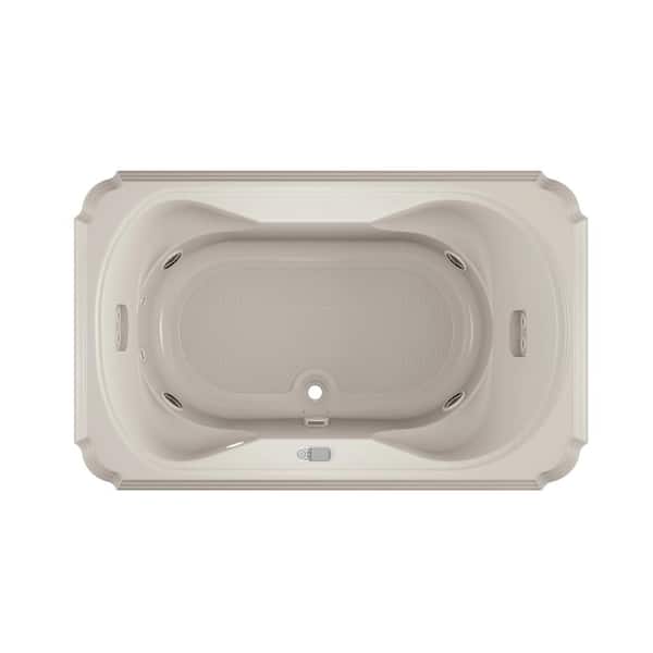 JACUZZI MARINEO SALON SPA 66 in. x 42 in. Rectangular Combination Bathtub with Center Drain in Oyster