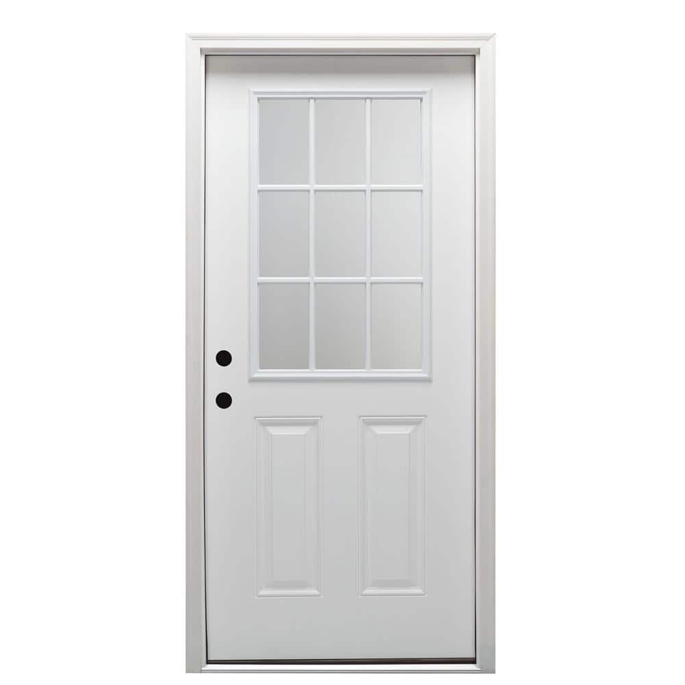 30 in. x 80 in. Right-Hand Inswing 9-Lite Clear 2-Panel Primed Fiberglass Smooth Prehung Front Door on 6-9/16 in. Frame price history on PriceWatchPro