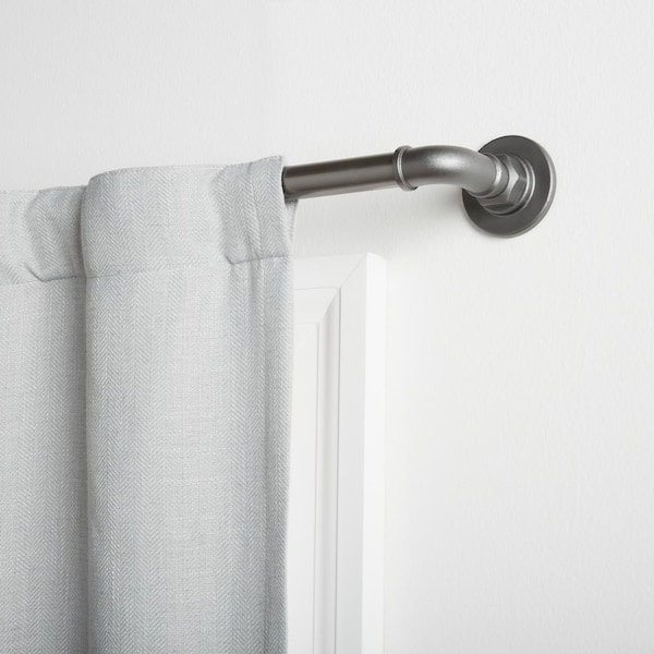 Hyde 66 in. - 120 in. Adjustable Length 1 in. Single Wrap Around Curtain Rod Kit in Gunmetal