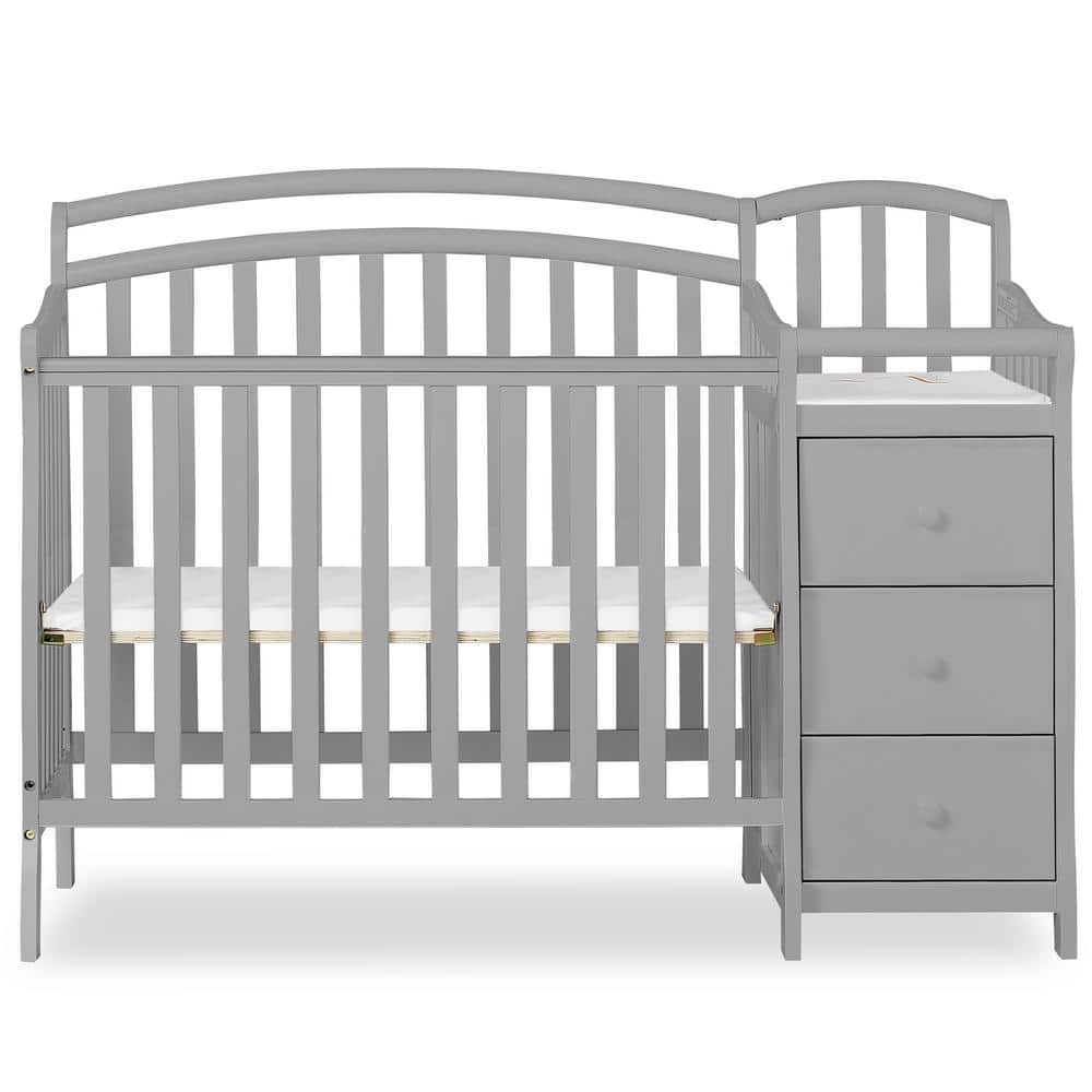 Dream On Me Casco 4-in-1 Pebble Grey Mini Crib and Changing Table, Pebble Gray -  630-PG