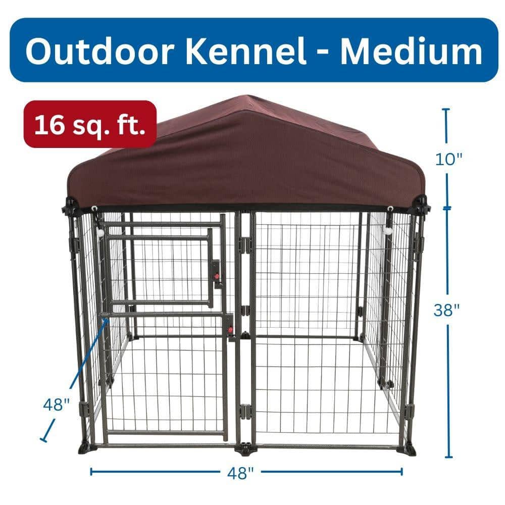 Medium Outdoor Metal Dog Kennel with Cover