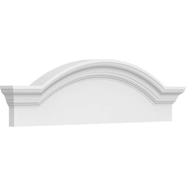 Ekena Millwork 2-1/2 in. x 32 in. x 9 in. Segment Arch with Flankers Smooth Architectural Grade PVC Pediment Moulding