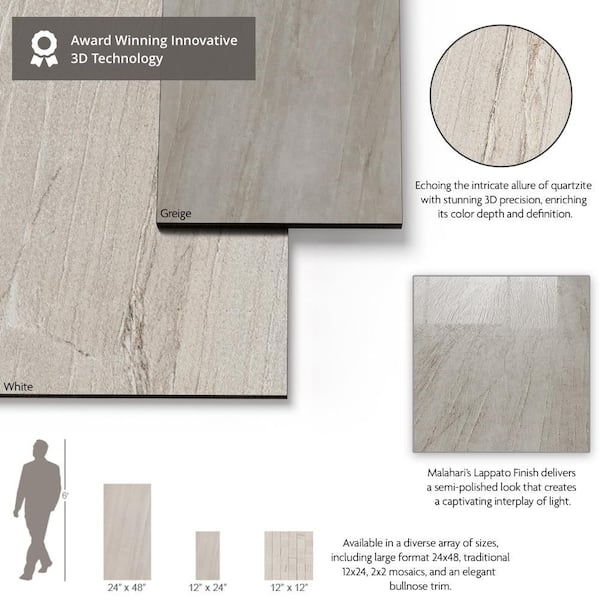 MSI Malvera Cream Bullnose 3 in. x 24 in. Lappato Porcelain Wall