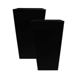 Finley 20 in. Square Plastic Planter, Black (2-Pack)