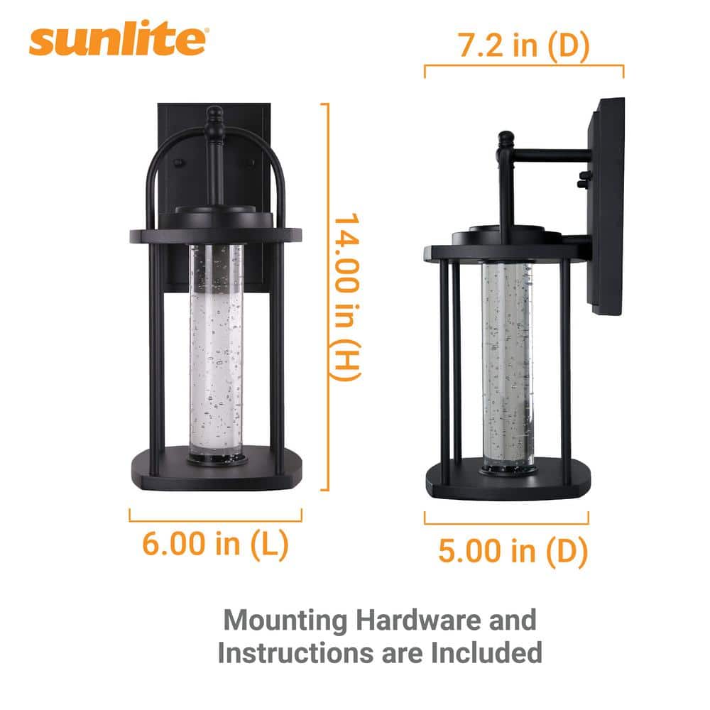 Black Aluminum LED Wall Sconce with Clear Glass Cylinder