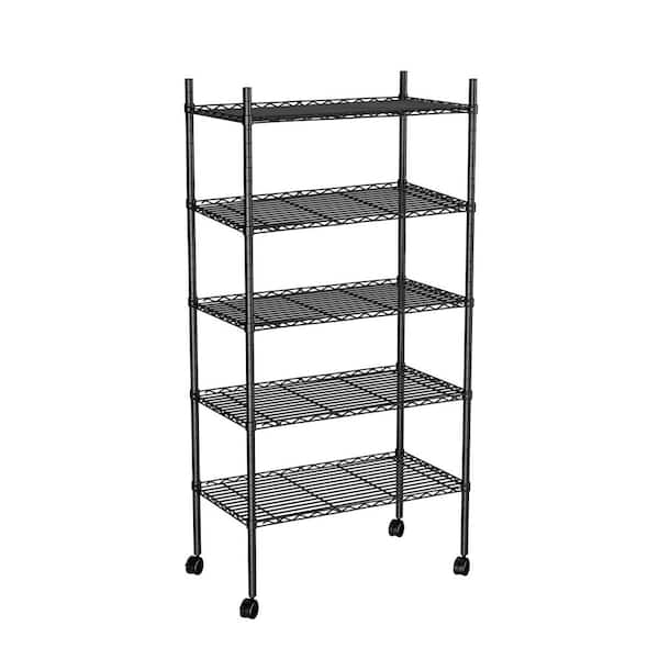 FUNKOL 6 Layer Corner Black Kitchen Shelf Metal Heavy-Duty Craft Free Standing Storage Rack Height Adjustable