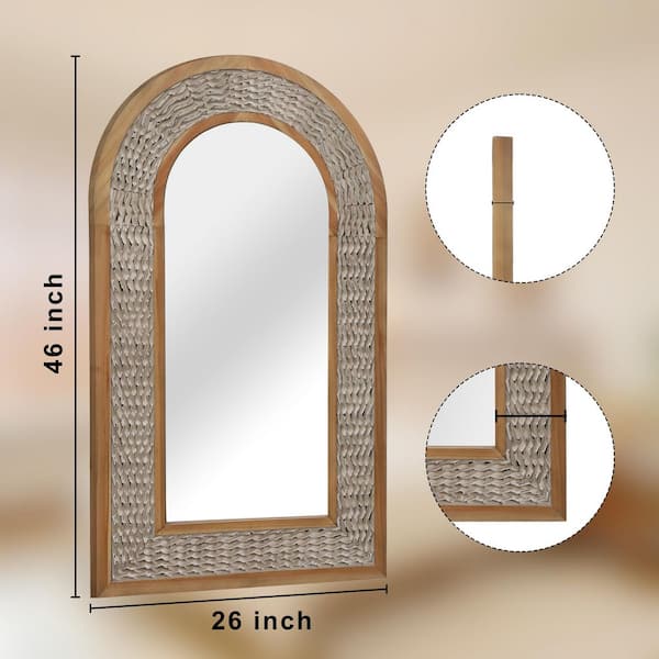 26 in. W x 46 in. H Classic Arched Antique Wood Frame Country Art Wall Mirror Decorative Mirror