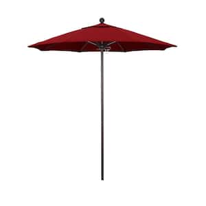 7.5 ft. Bronze Aluminum Commercial Market Patio Umbrella with Fiberglass Ribs and Push Lift in Red Olefin