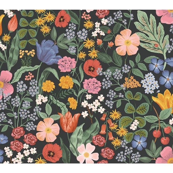 RIFLE PAPER CO. Blossom Black Matte Non-Pasted Wallpaper