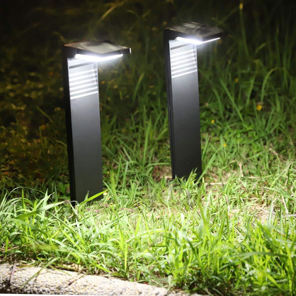 16.5" Black Solar LED Pathway Lights with Dusk to Dawn