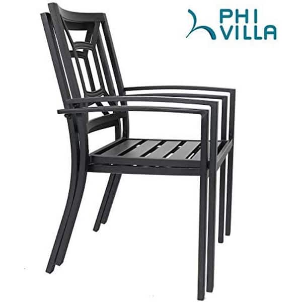 Phi Villa Stackable Metal Patio Outdoor, Inexpensive Outdoor Chairs