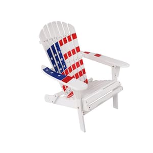USA Flag Patriotic Outdoor Wood Adirondack Chair