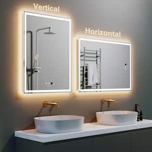 32 in. W x 40 in. H Large Rectangular Frameless Anti-Fog Wall Bathroom Vanity Mirror in Silver