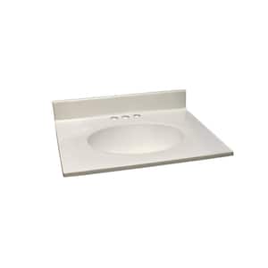 25 in. W x 19 in. D Cultured Marble Vanity Top in White on White with White on White Basin