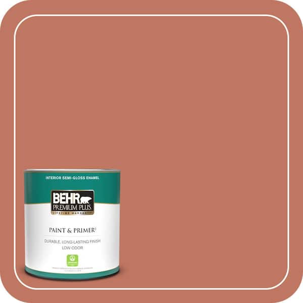 BEHR PREMIUM PLUS 1 qt. #210D-6 Caribbean Coral Semi-Gloss Enamel Low Odor Interior Paint & Primer