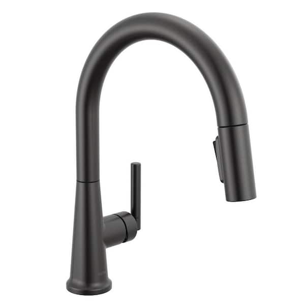 Foundations Design Series Modern Matte Black 14.94 in. H Pull Down Sprayer Kitchen Faucet with 360° Swivel Spout