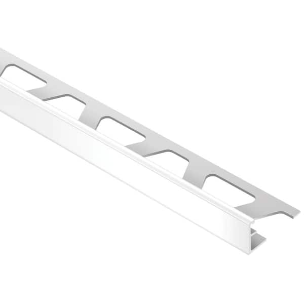 Schluter Schiene Bright White Color-Coated Aluminum 7/16 in. x 8 ft. 2-1/2 in. Metal Tile Edging Trim